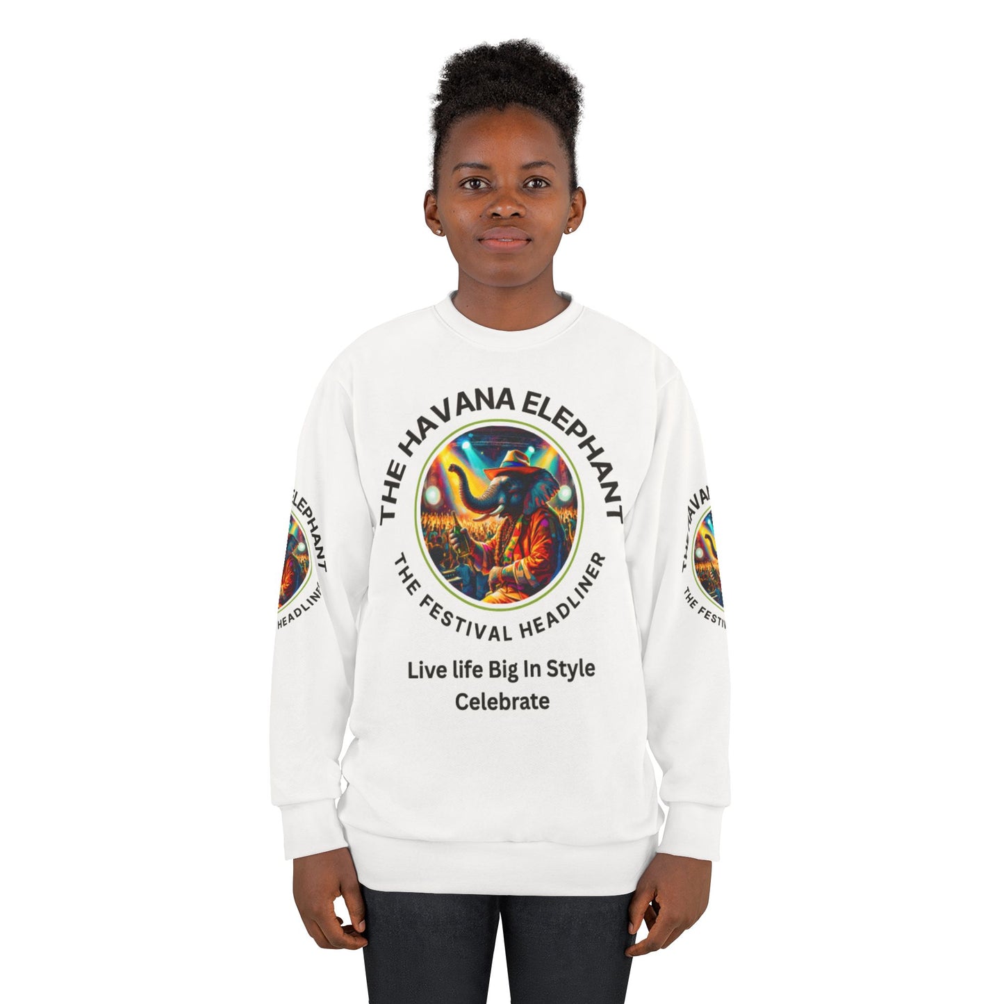 Havana Elephant Unisex Sweatshirt - All Over Print Crewneck Celebration Fashion