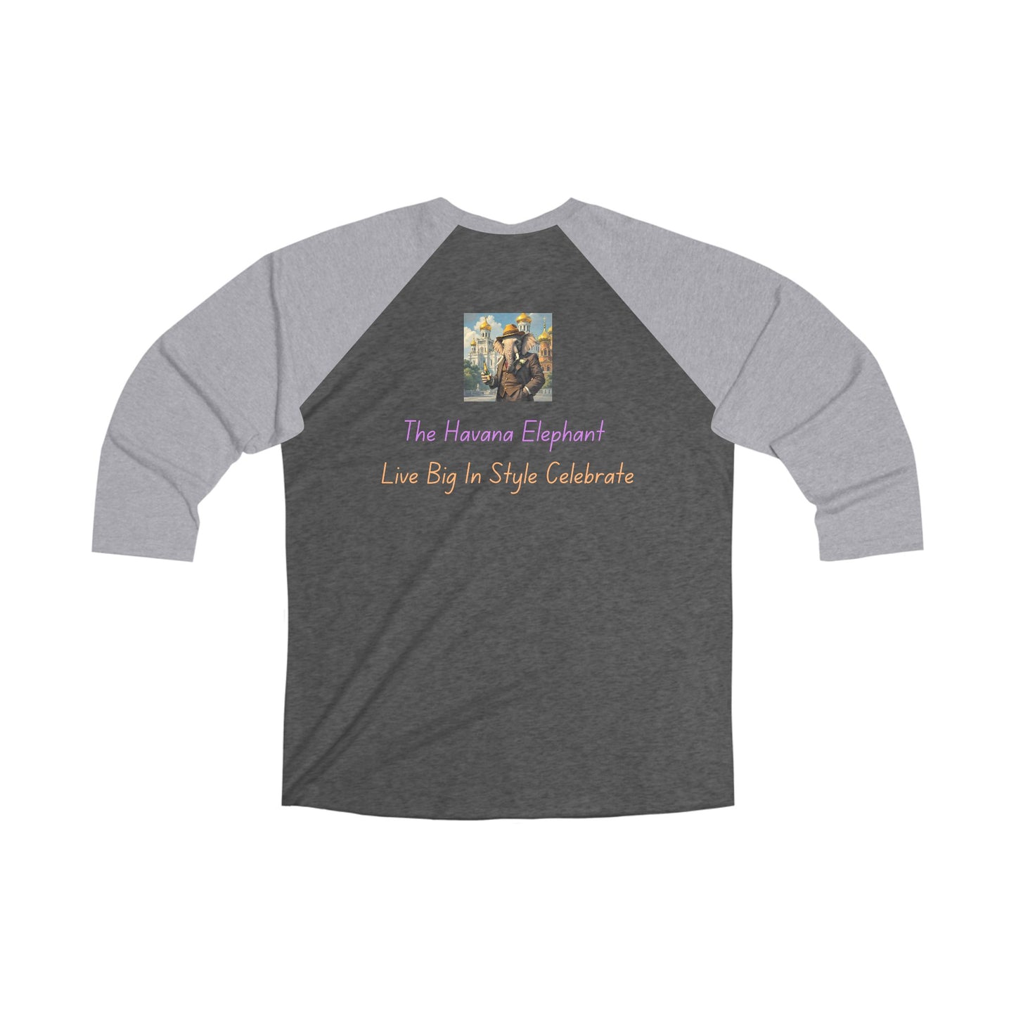 Unisex Tri-Blend 3\4 Raglan Tee - Havana Elephant - The Moscow Aristocrat