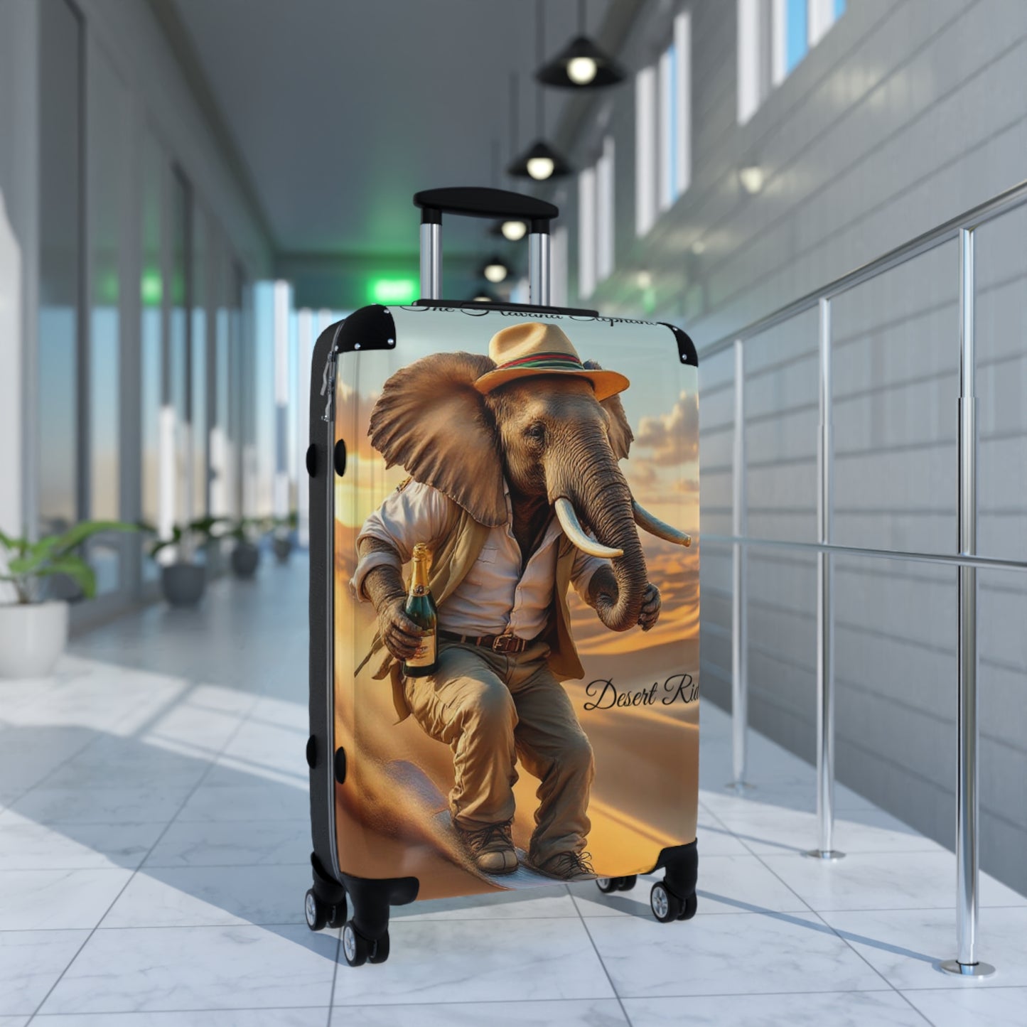 Havana Elephant Suitcase - The Desert Rider (Captioned)