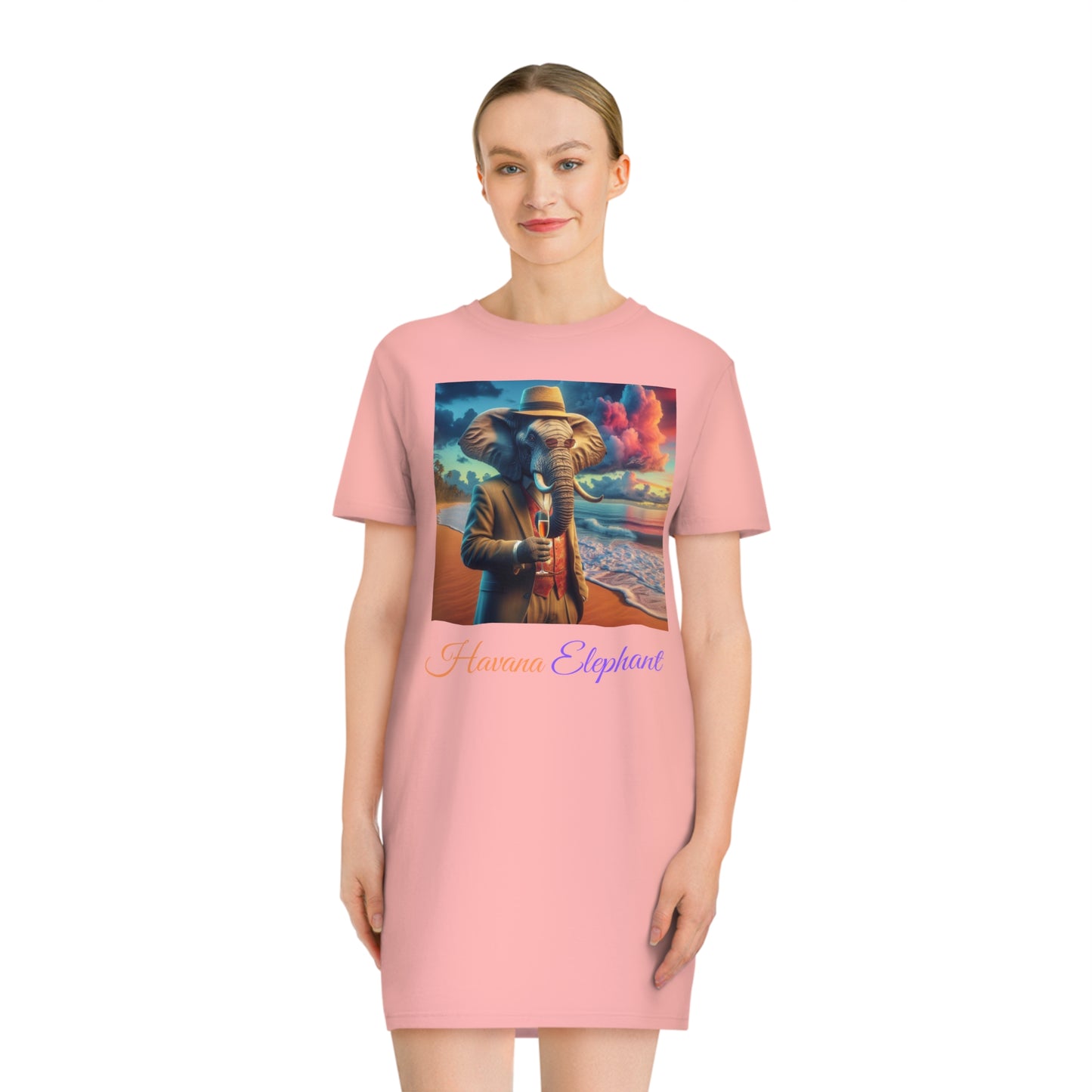 A Spinner T-Shirt Dress - Havana Elephant branded