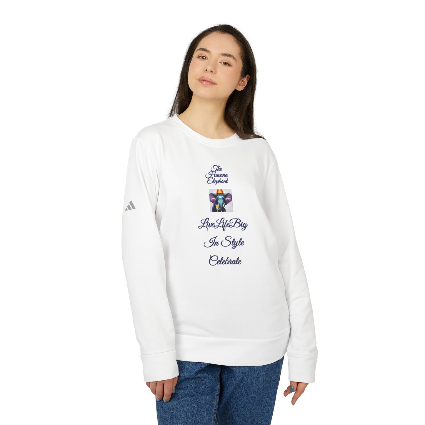 A Adidas® Eco-Sweatshirt Havana Elephant unisex crew neck  | Live Life Big"