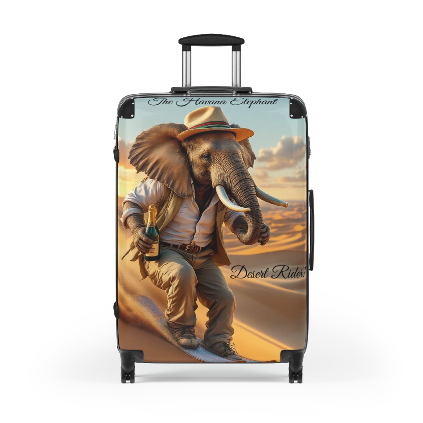 Havana Elephant Suitcase - The Desert Rider (Captioned)