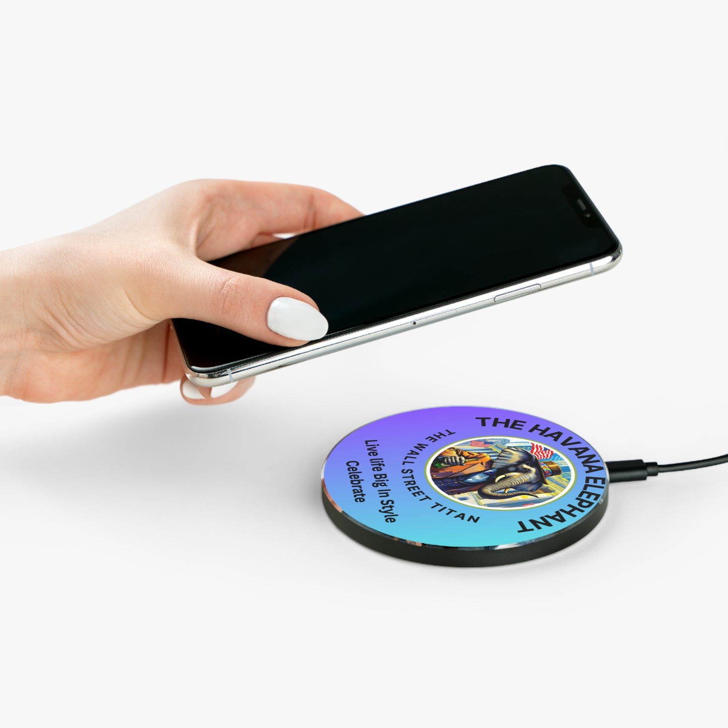 Wireless Charger - Elegant Havana Elephant  Fast Charging with Stylish Design