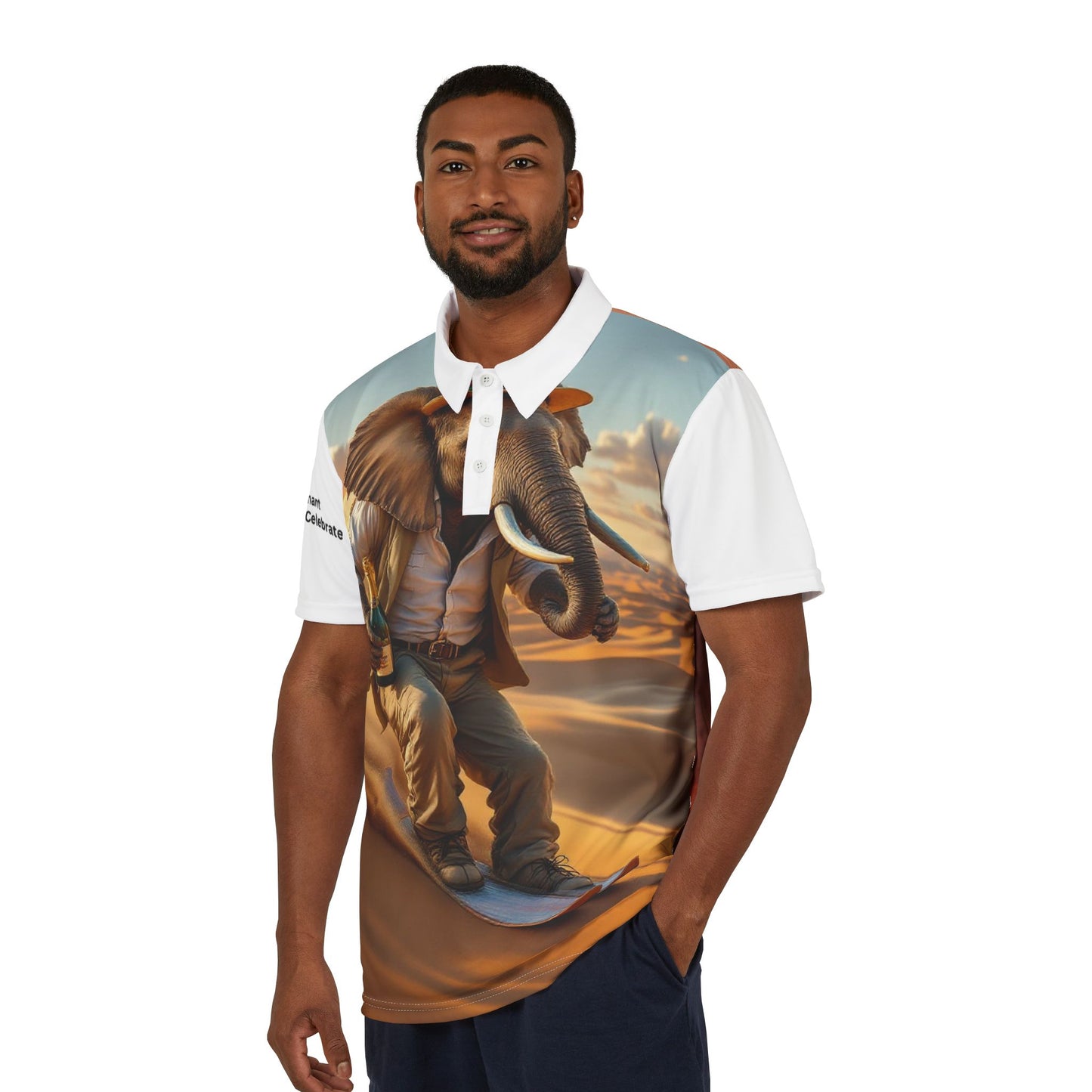 Stylish Elephant Print Unisex Polo Shirt - The Desert Rider