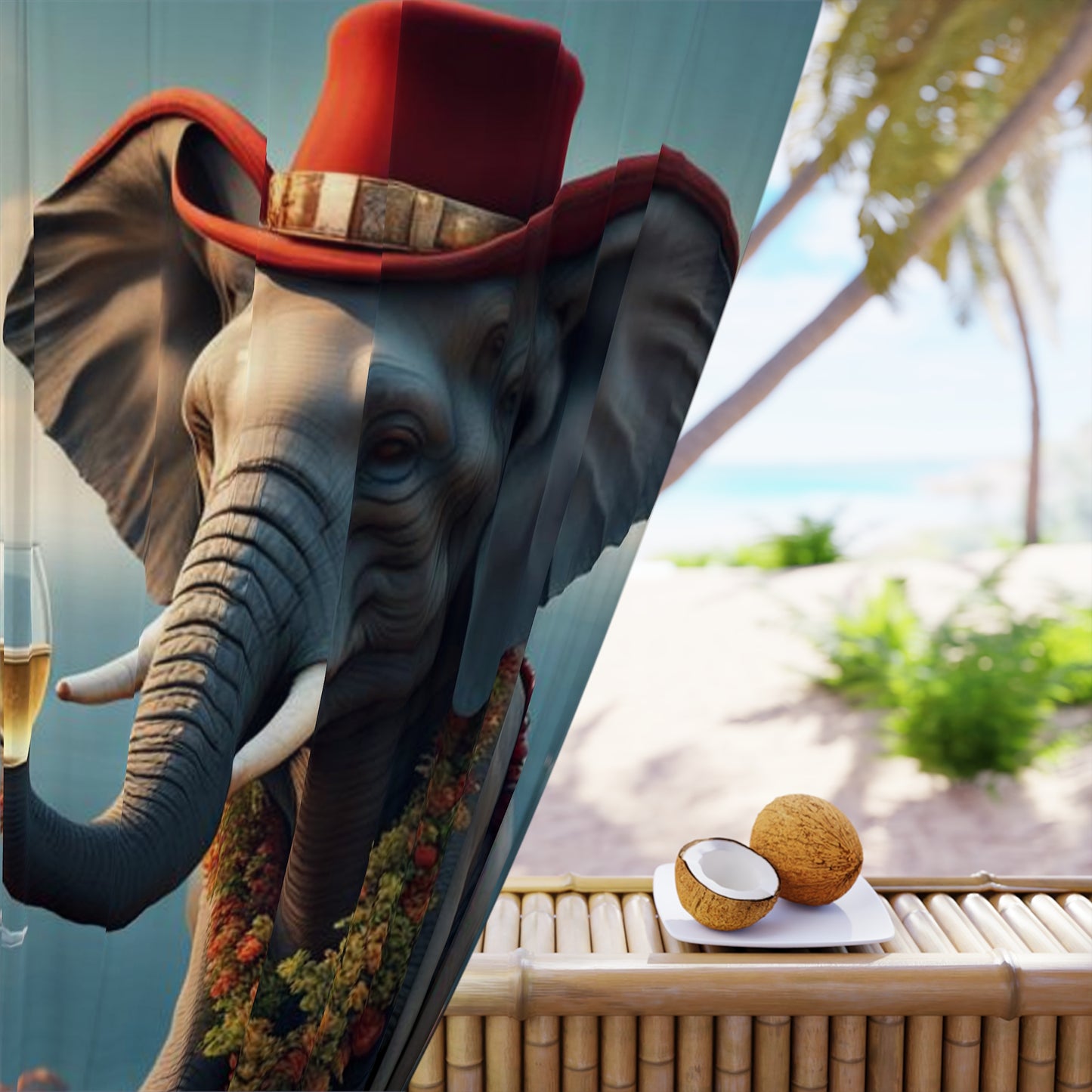 Havana Elephant Window Curtains - Dubrovnik  (1 Piece)