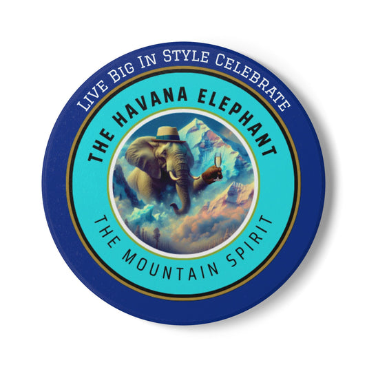 Elephant Themed Ceramic Coaster , The Mountain Spirit.Unique Home Decor, Gift for Animal Lovers, Celebratory Coaster for Parties, Kitchen Table Accent