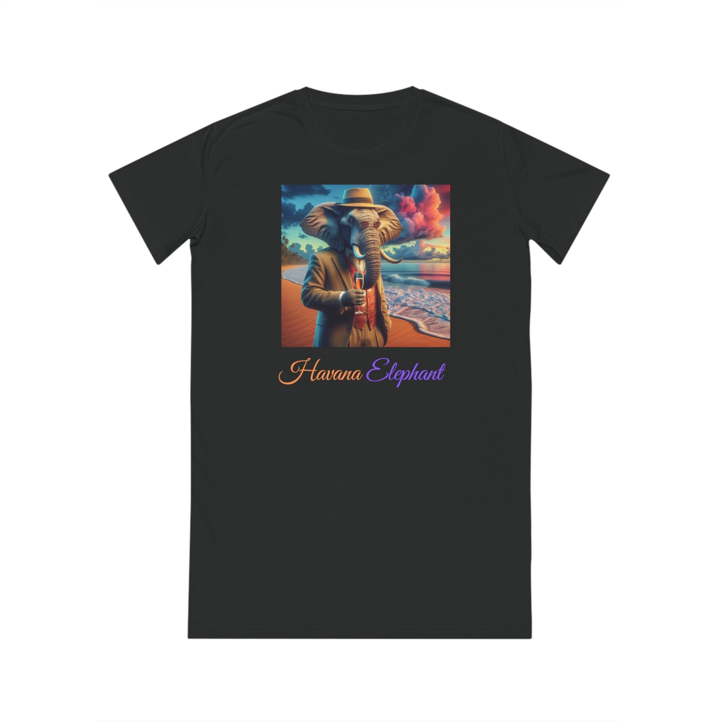 A Spinner T-Shirt Dress - Havana Elephant branded