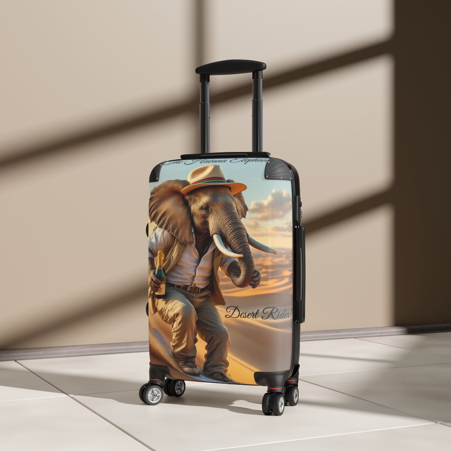 Havana Elephant Suitcase - The Desert Rider (Captioned)
