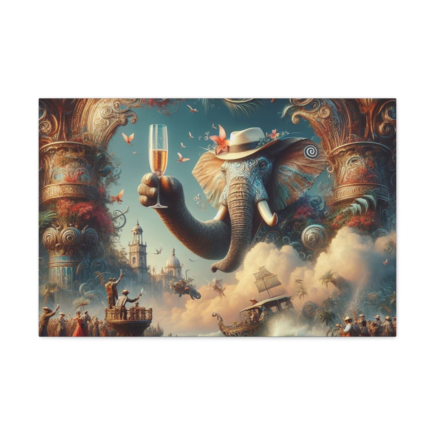 Havana Elephant  - Canvas Gallery Wrap - Havana Elephant - A Fanfare of the Fantastical