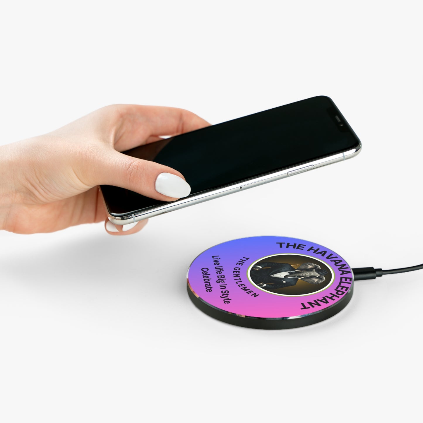 Wireless Charger - Elegant Havana Elephant  Fast Charging with Stylish Design