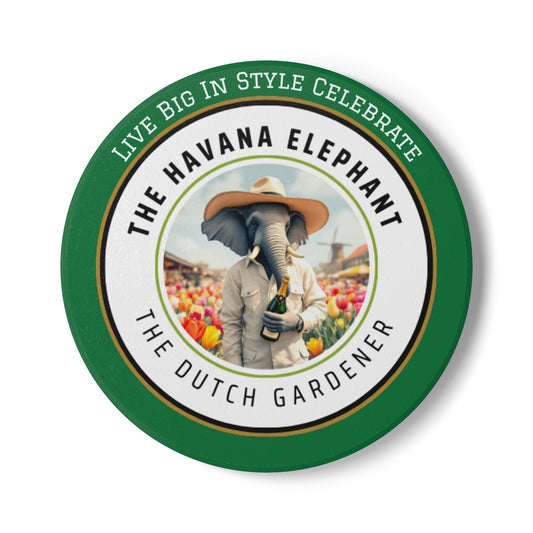 Elephant Themed Ceramic Coaster, The Dutch Gardener.Unique Home Decor, Gift for Animal Lovers, Celebratory Coaster for Parties, Kitchen Table Accent