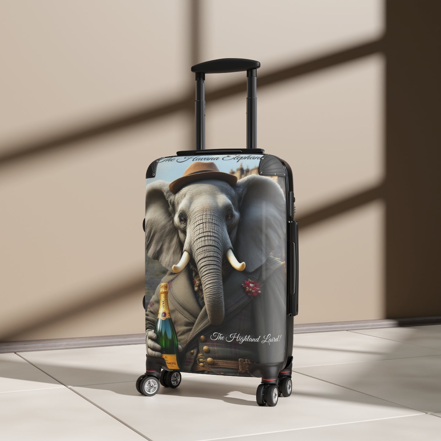A Havana Elephant Suitcase - The Highland Laird (Captioned)