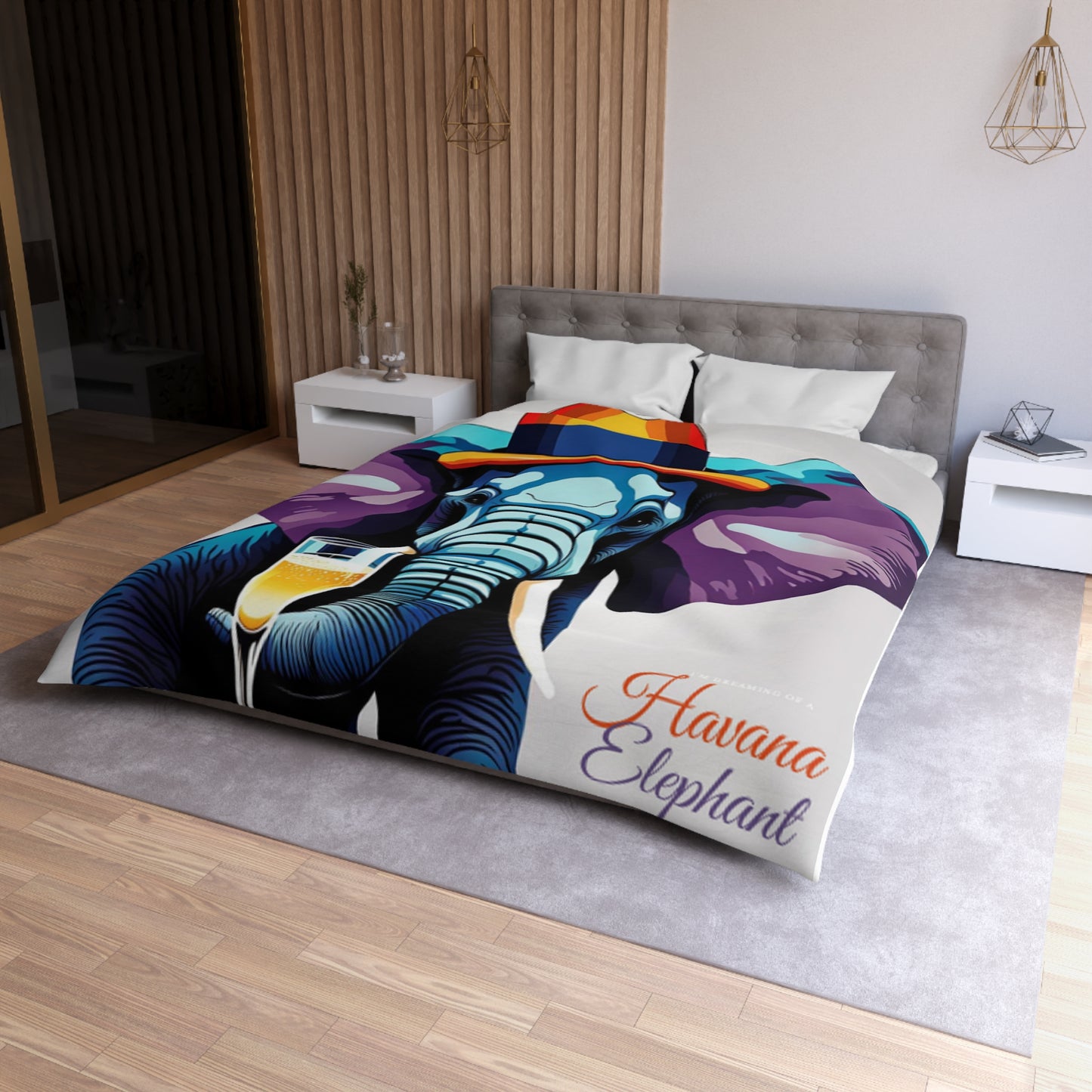 A Microfiber Duvet Cover- Havana Elephant themed