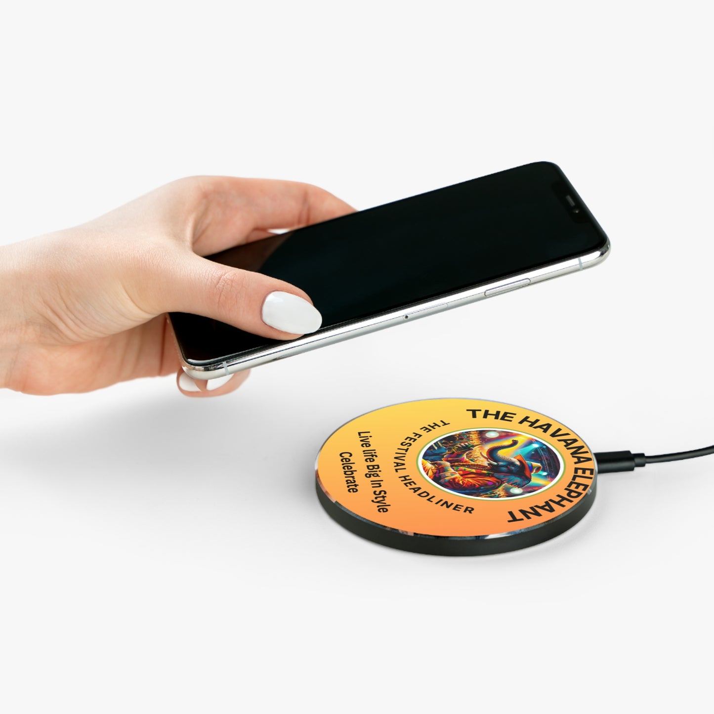 Wireless Charger - Elegant Havana Elephant  Fast Charging with Stylish Design