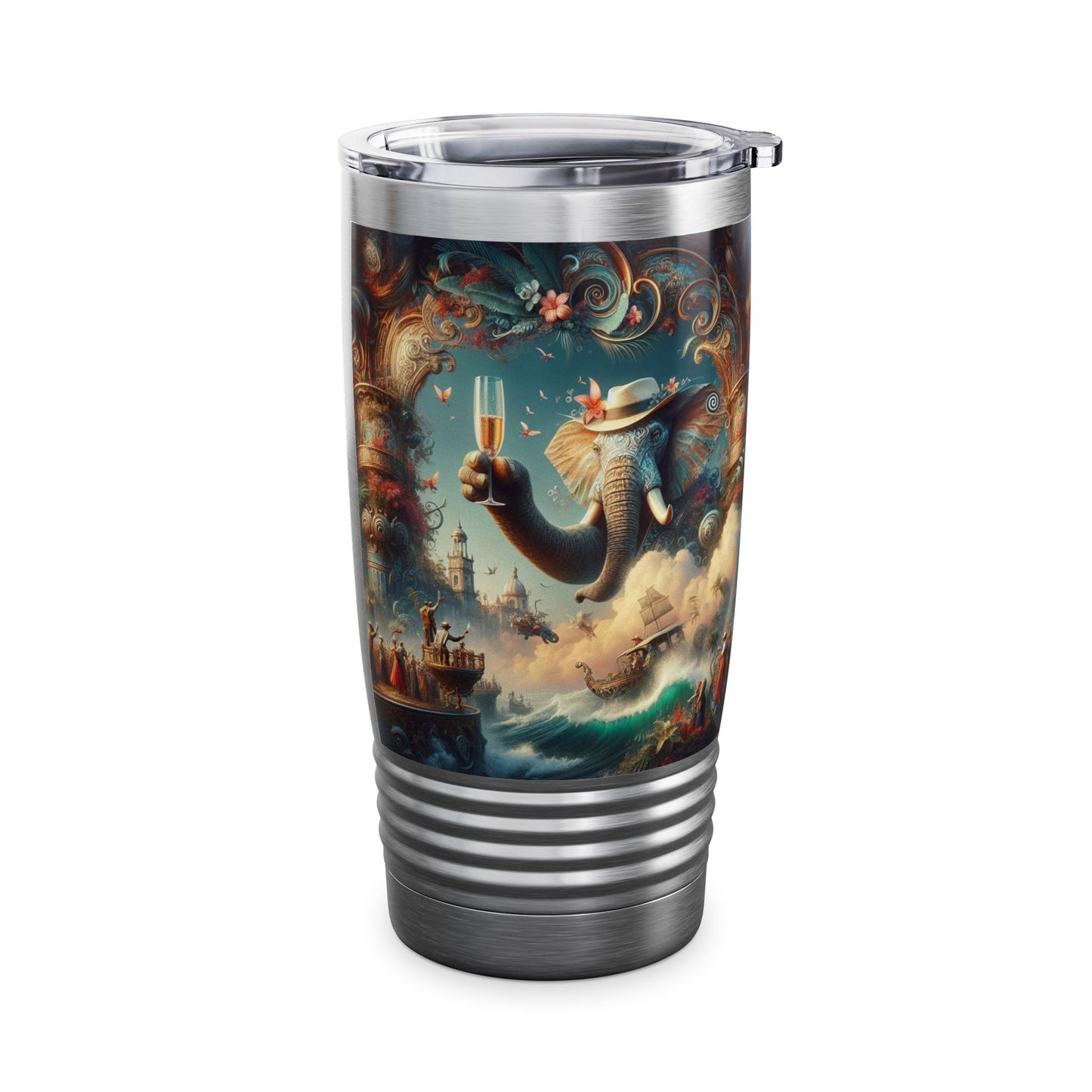 Ringneck Tumbler, 20oz  - Havana Elephant - The Pachyderm's Grand Voyage
