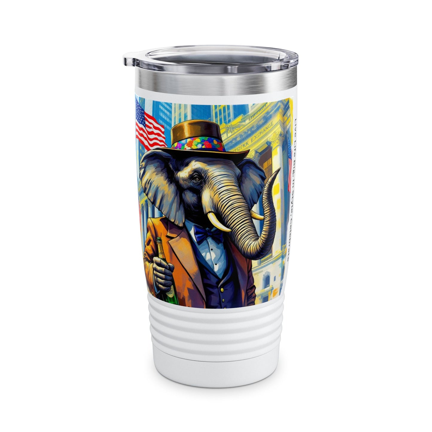 Ringneck Tumbler, 20oz -Havana Elephant - The Wall Street Titan & The Distinguished Pachyderm's Toast