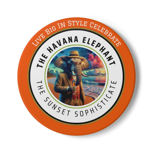 Elephant Themed Ceramic Coaster, The Sunset Sophiticate.Unique Home Decor, Gift for Animal Lovers, Celebratory Coaster for Parties, Kitchen Table Accent