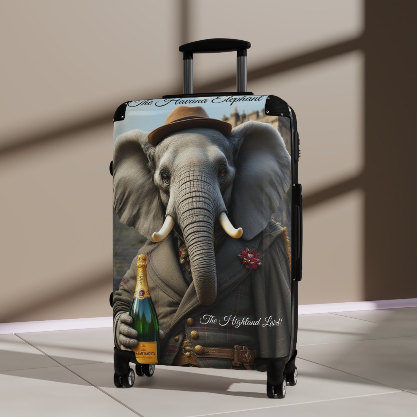 A Havana Elephant Suitcase - The Highland Laird (Captioned)