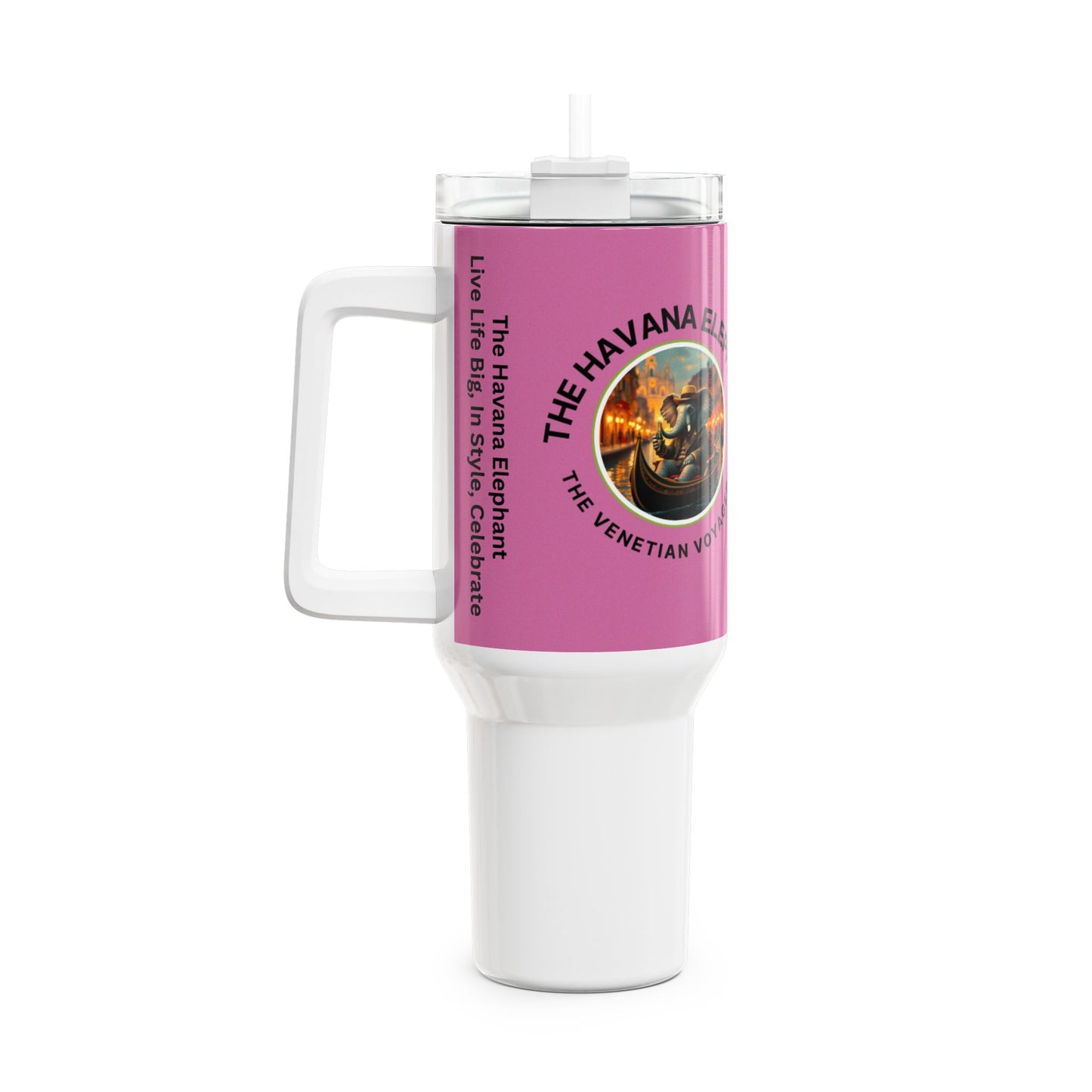 Tumbler, 40oz - Havana Elephant Style - with Motto and Iconic Imagery