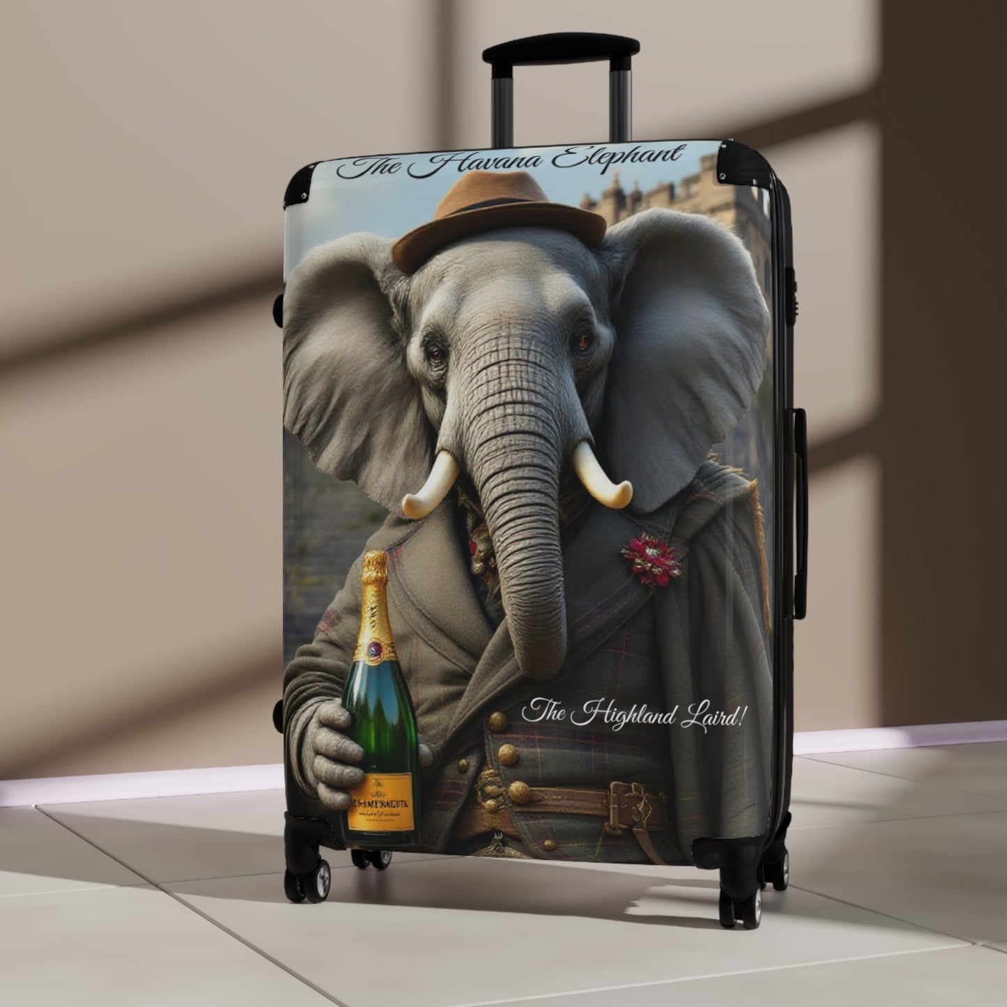 A Havana Elephant Suitcase - The Highland Laird (Captioned)