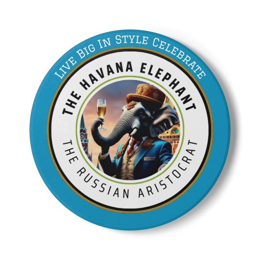 Elephant Themed Ceramic Coaster, The Russian Aristocrate.Unique Home Decor, Gift for Animal Lovers, Celebratory Coaster for Parties, Kitchen Table Accent