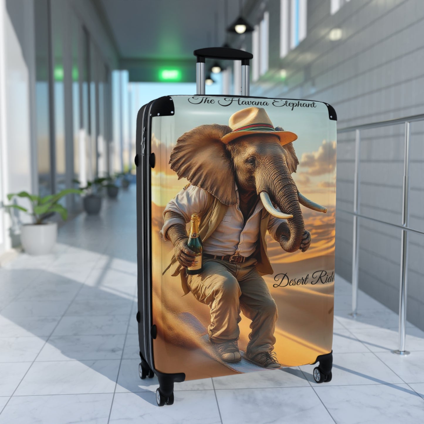Havana Elephant Suitcase - The Desert Rider (Captioned)