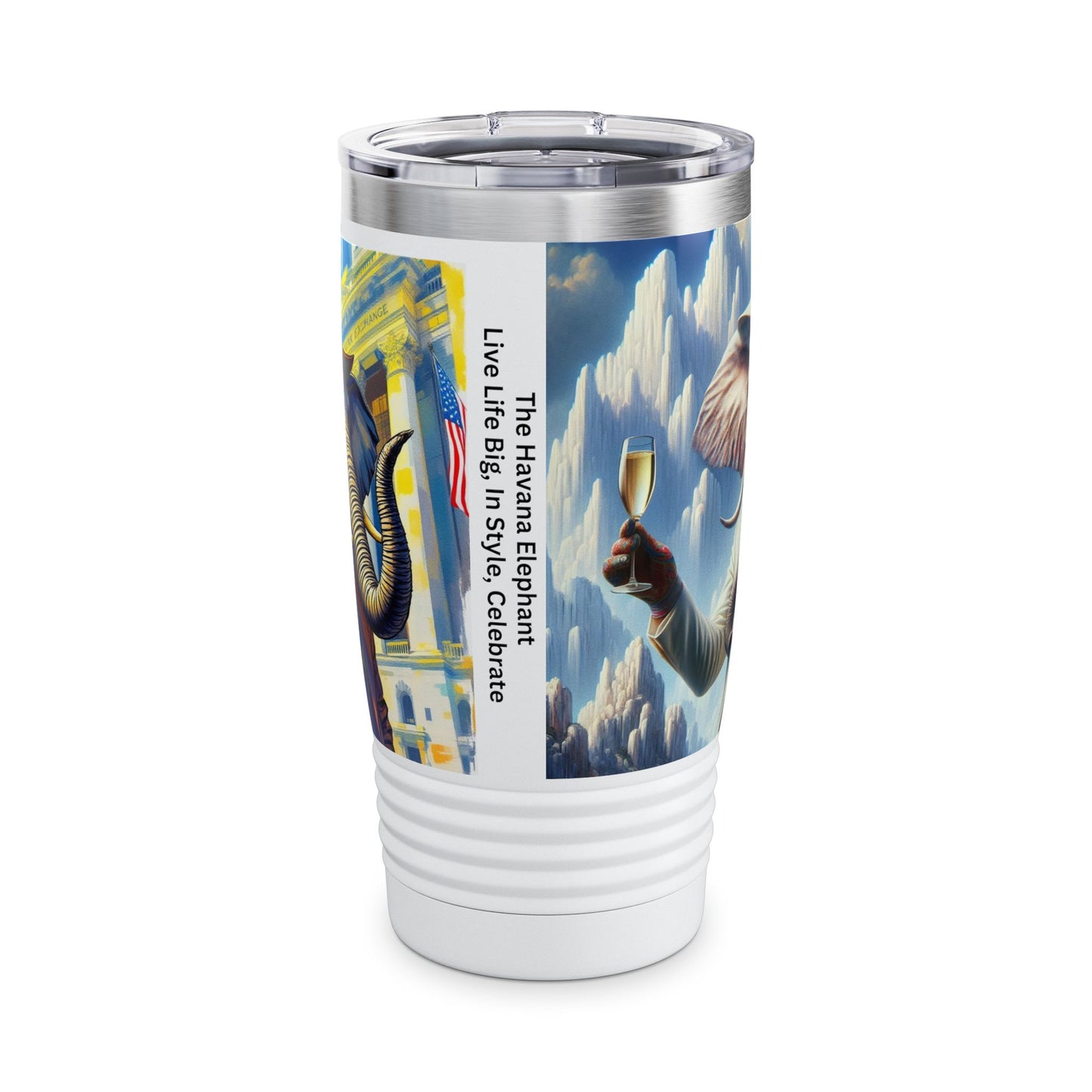Ringneck Tumbler, 20oz -Havana Elephant - The Wall Street Titan & The Distinguished Pachyderm's Toast