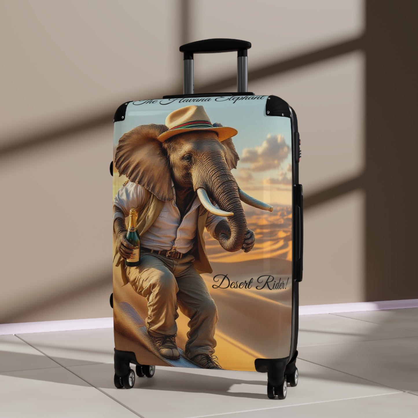 Havana Elephant Suitcase - The Desert Rider (Captioned)