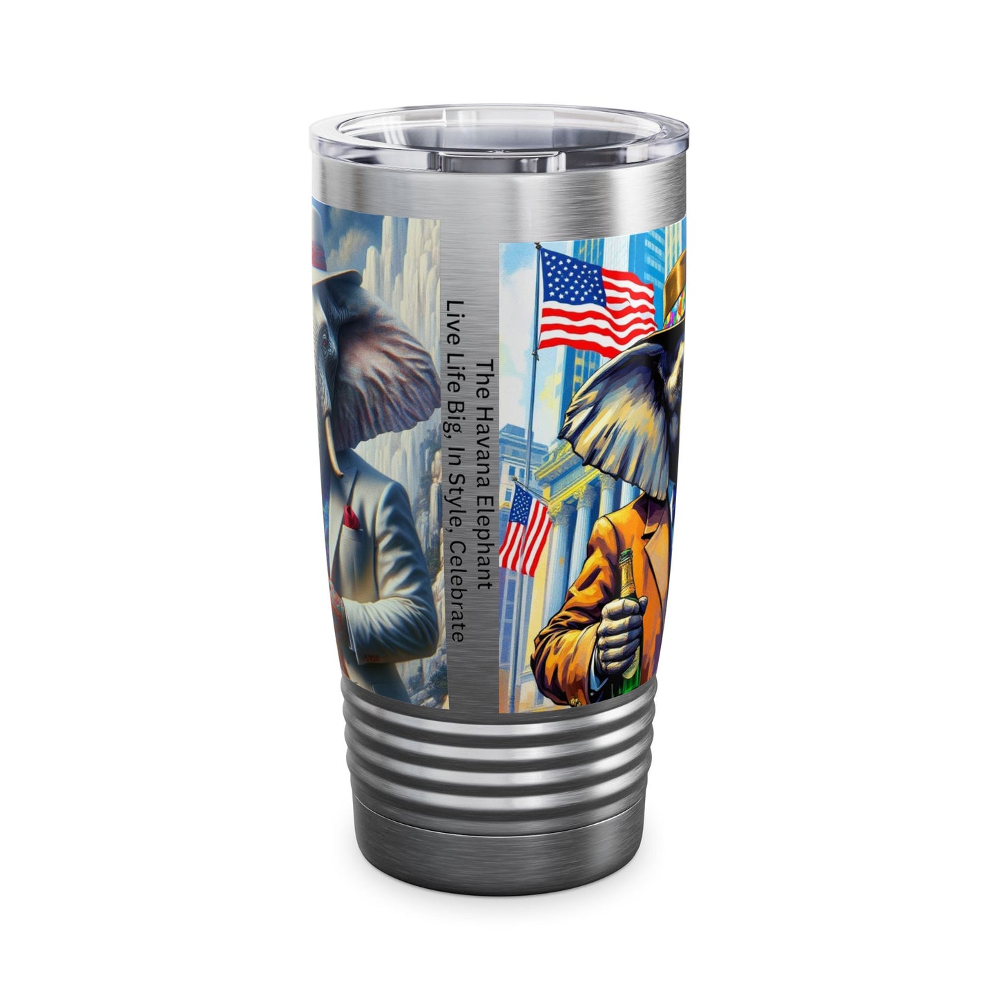 Ringneck Tumbler, 20oz -Havana Elephant - The Wall Street Titan & The Distinguished Pachyderm's Toast