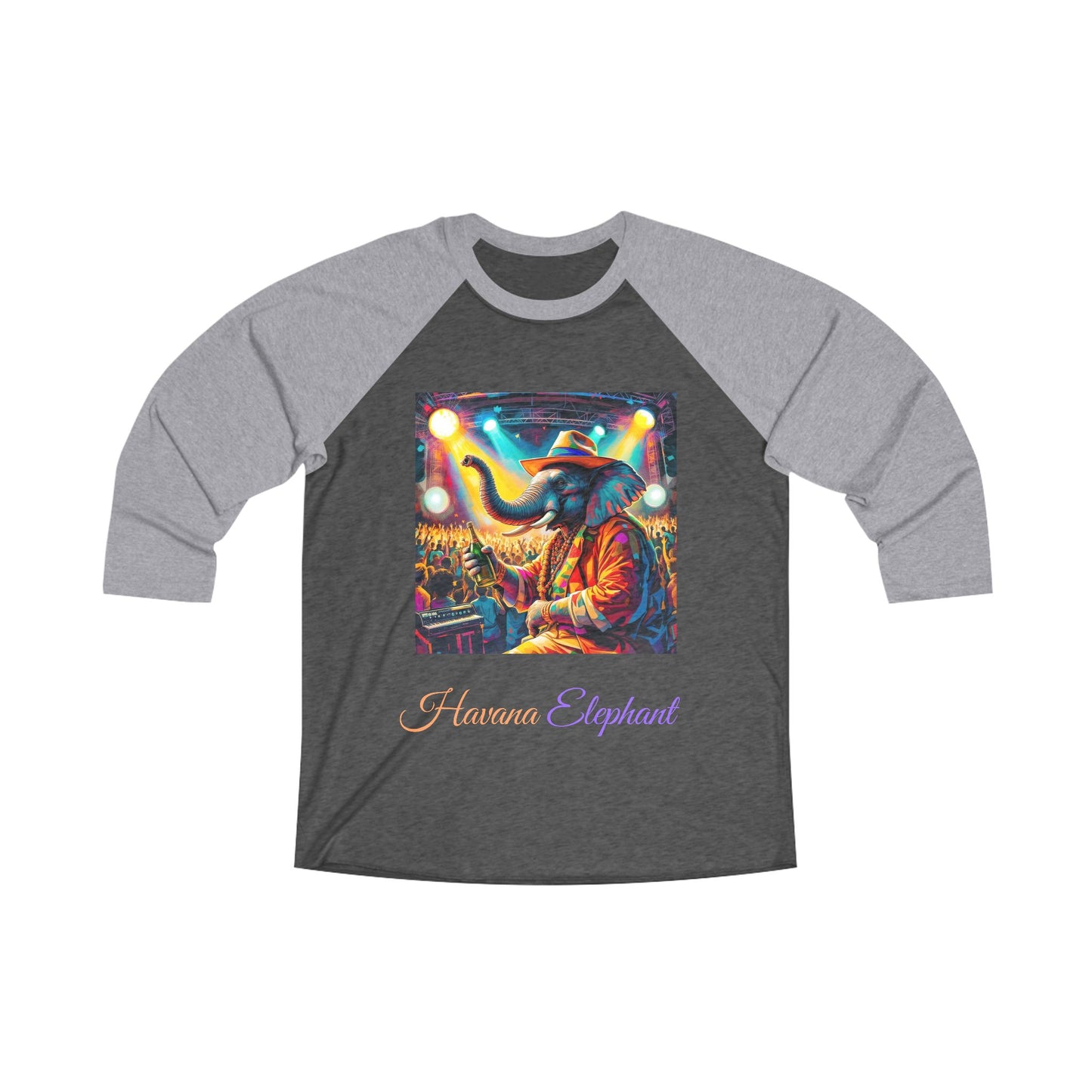Unisex Tri-Blend 3\4 Raglan Tee - Havana Elephant - The Festival Headliner
