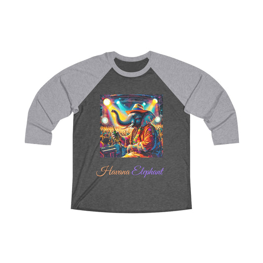 Unisex Tri-Blend 3\4 Raglan Tee - Havana Elephant - The Festival Headliner