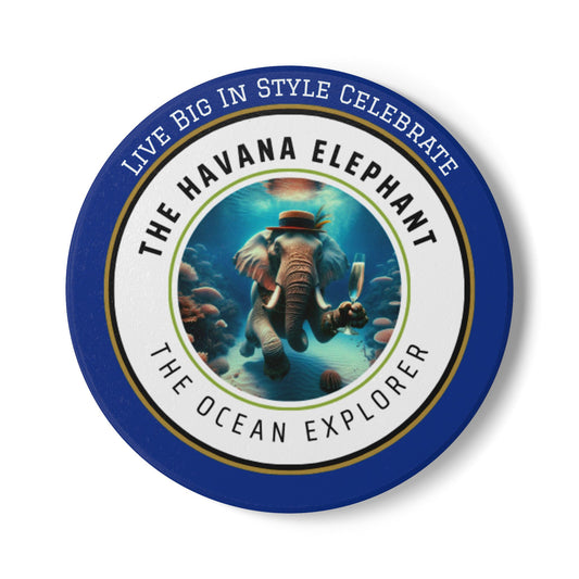 Elephant Themed Ceramic Coaster, The Ocean Explorer. Unique Home Decor, Gift for Animal Lovers, Celebratory Coaster for Parties, Kitchen Table Accent
