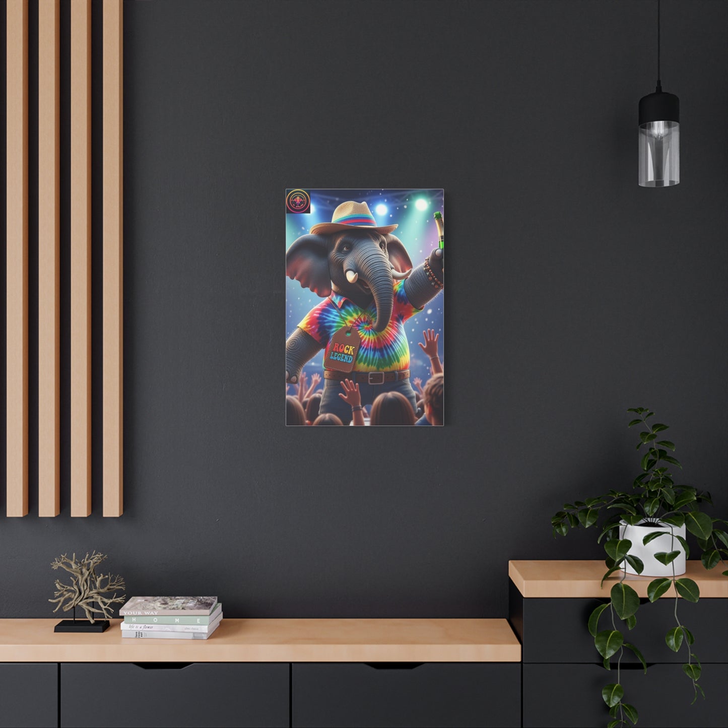 Rock Legend Elephant Canvas Print — Colorful Tie-Dye Concert Wall Art