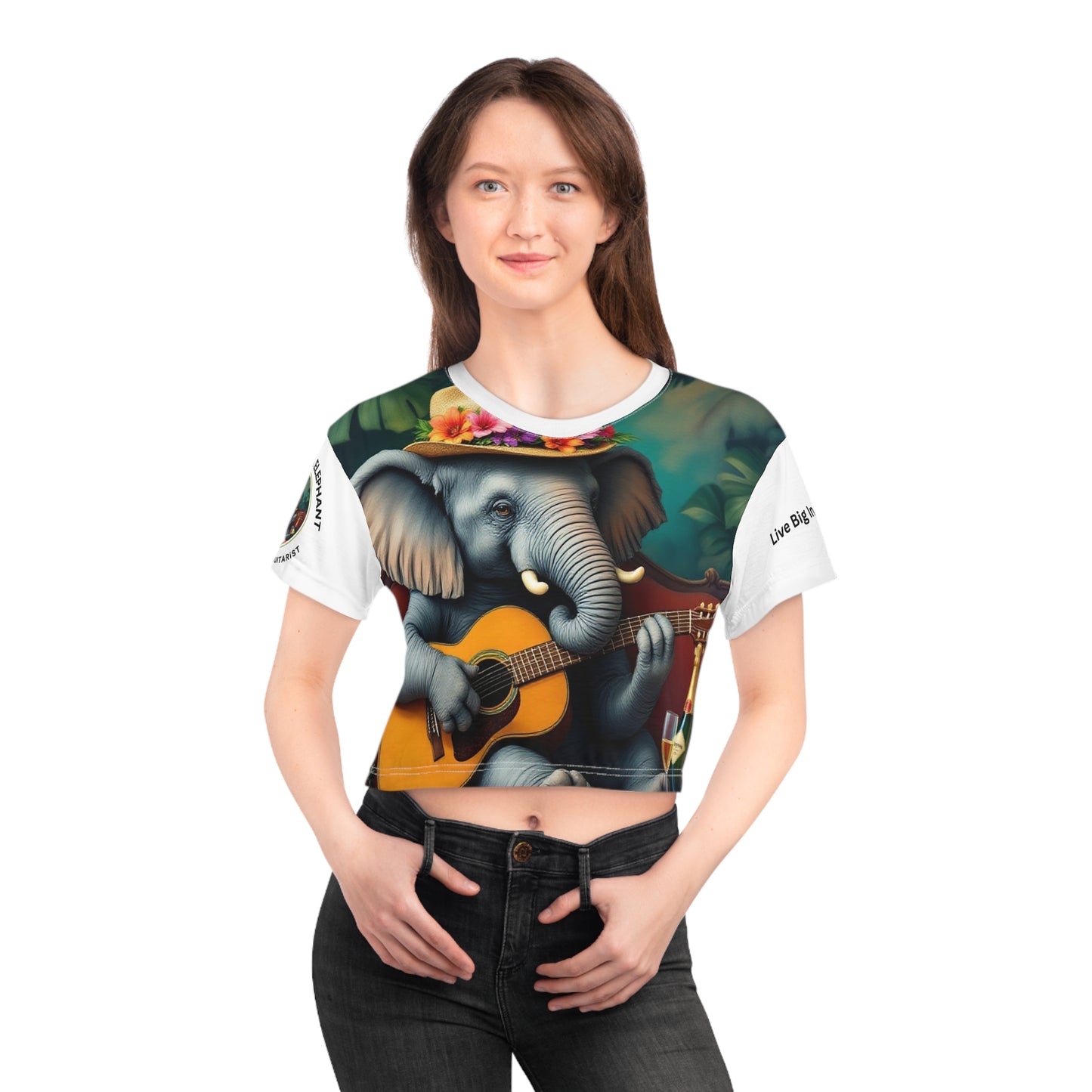 Whimsical Elephant Crop Tee - The Tropical Guitarist