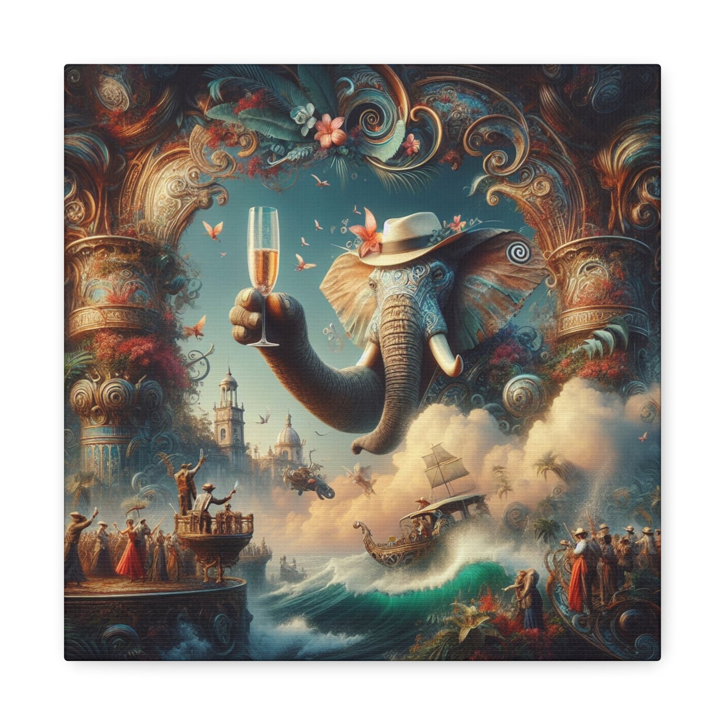 Havana Elephant  - Canvas Gallery Wrap - Havana Elephant - A Fanfare of the Fantastical