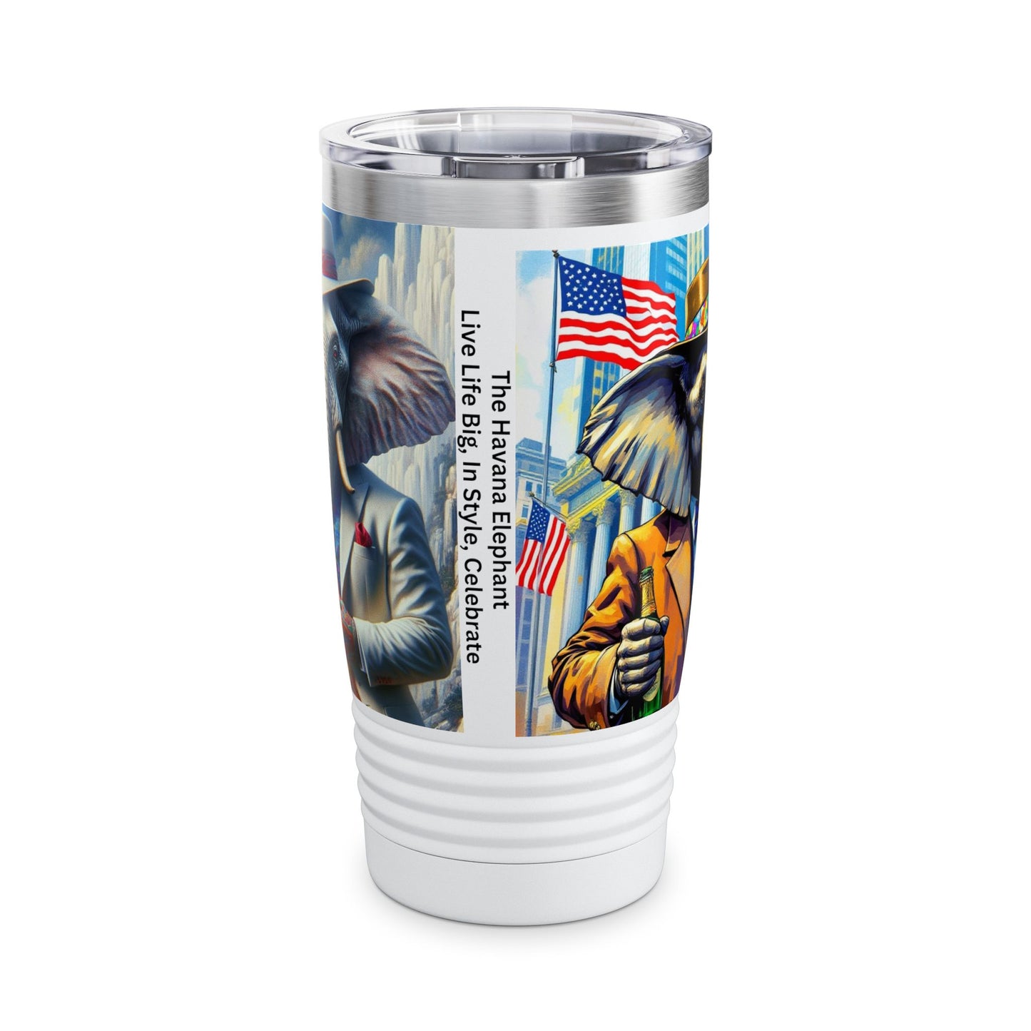 Ringneck Tumbler, 20oz -Havana Elephant - The Wall Street Titan & The Distinguished Pachyderm's Toast