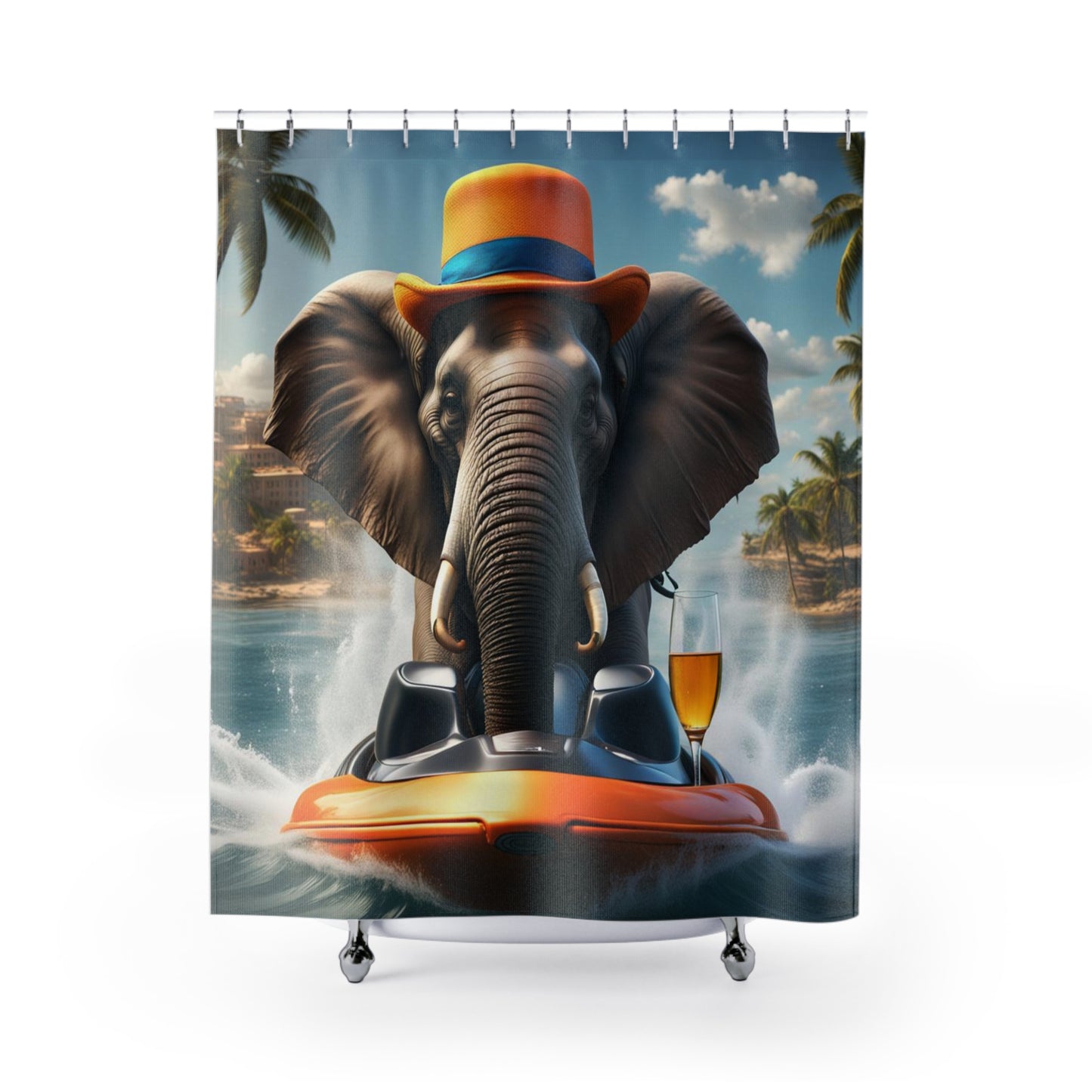 Shower Curtain  - Jet Ski ing Havana Elephant