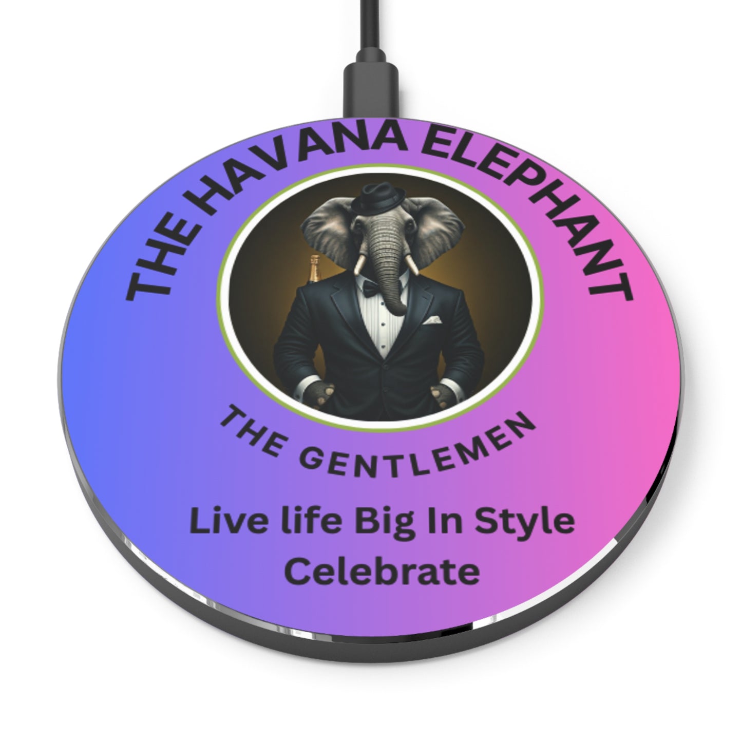 Wireless Charger - Elegant Havana Elephant  Fast Charging with Stylish Design