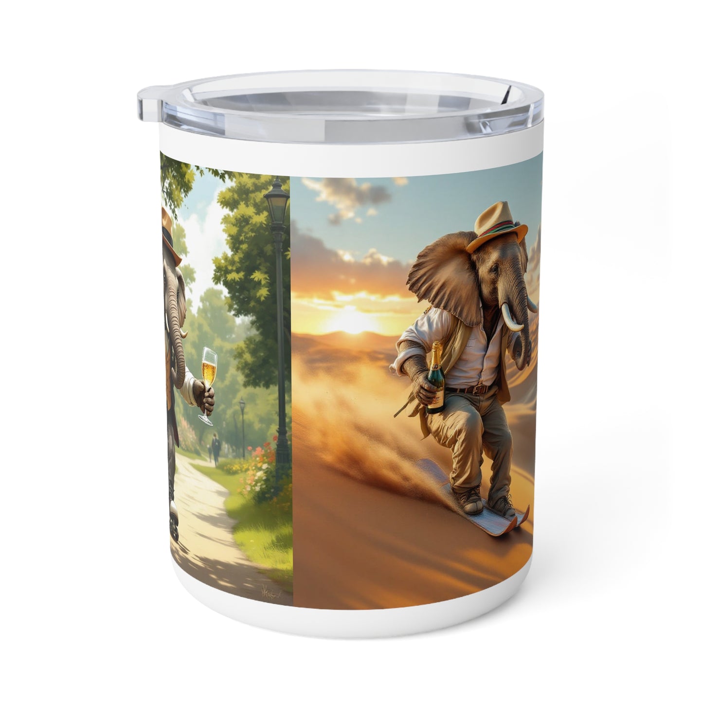 Insulated Coffee Mug, 10oz - Havana Elephant - The Desert Rider & The Park Roller