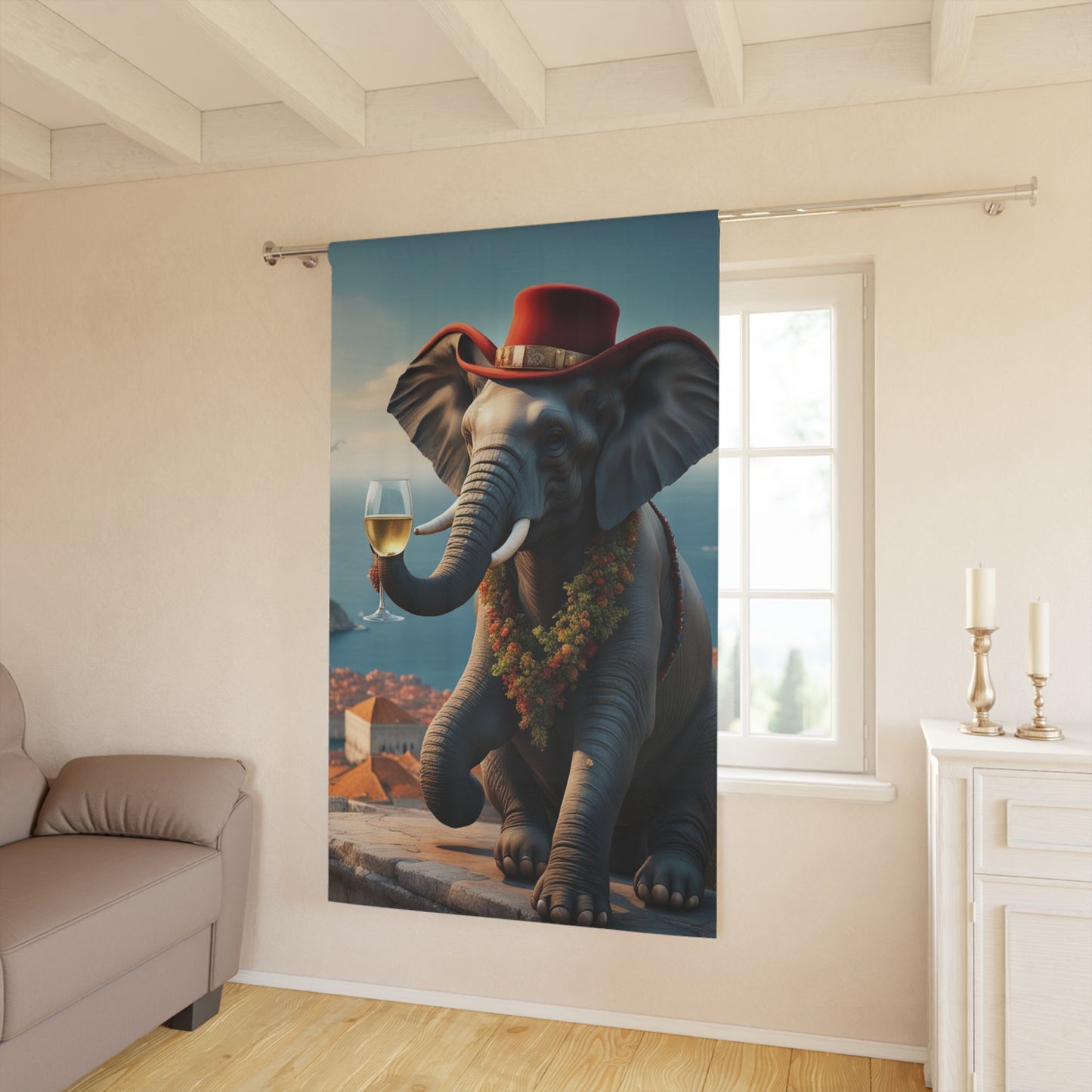 Havana Elephant Window Curtains - Dubrovnik  (1 Piece)