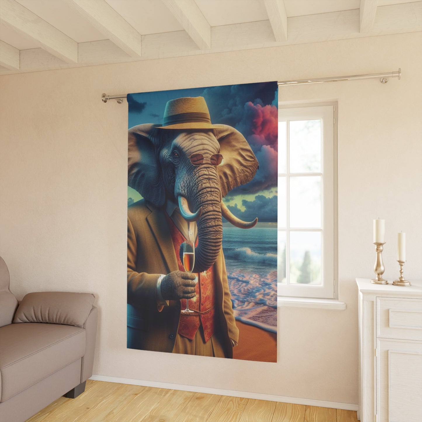 Havan Elephant Window Curtains (1 Piece)