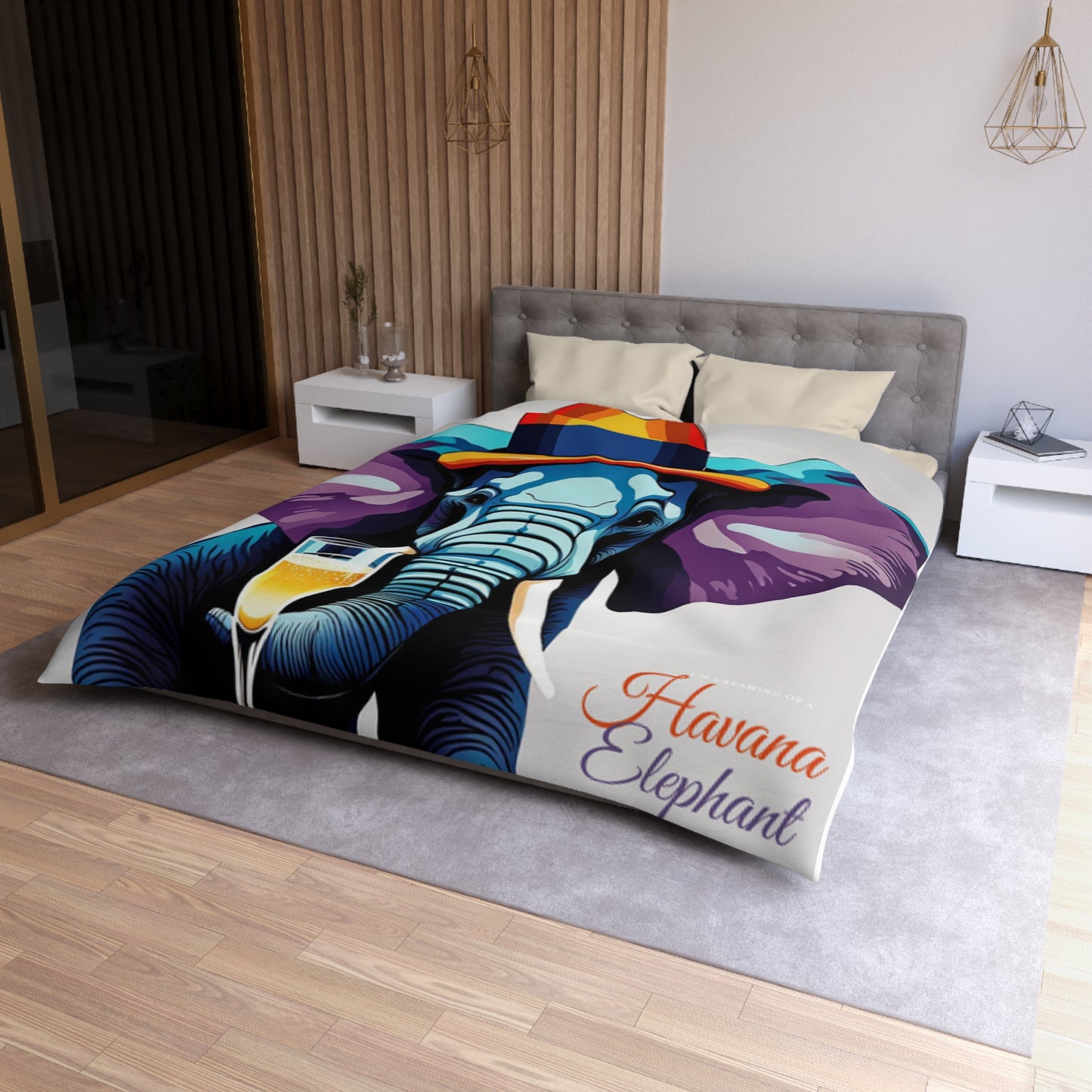 A Microfiber Duvet Cover- Havana Elephant themed