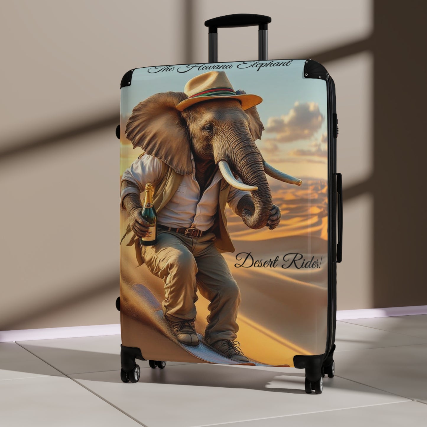 Havana Elephant Suitcase - The Desert Rider (Captioned)