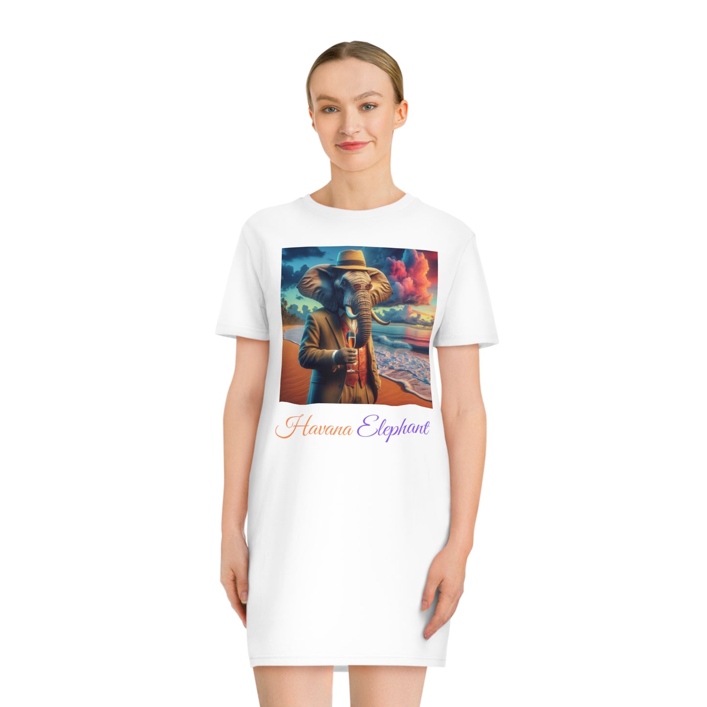 A Spinner T-Shirt Dress - Havana Elephant branded