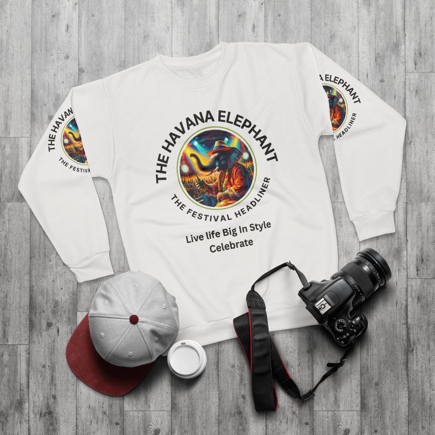 Havana Elephant Unisex Sweatshirt - All Over Print Crewneck Celebration Fashion