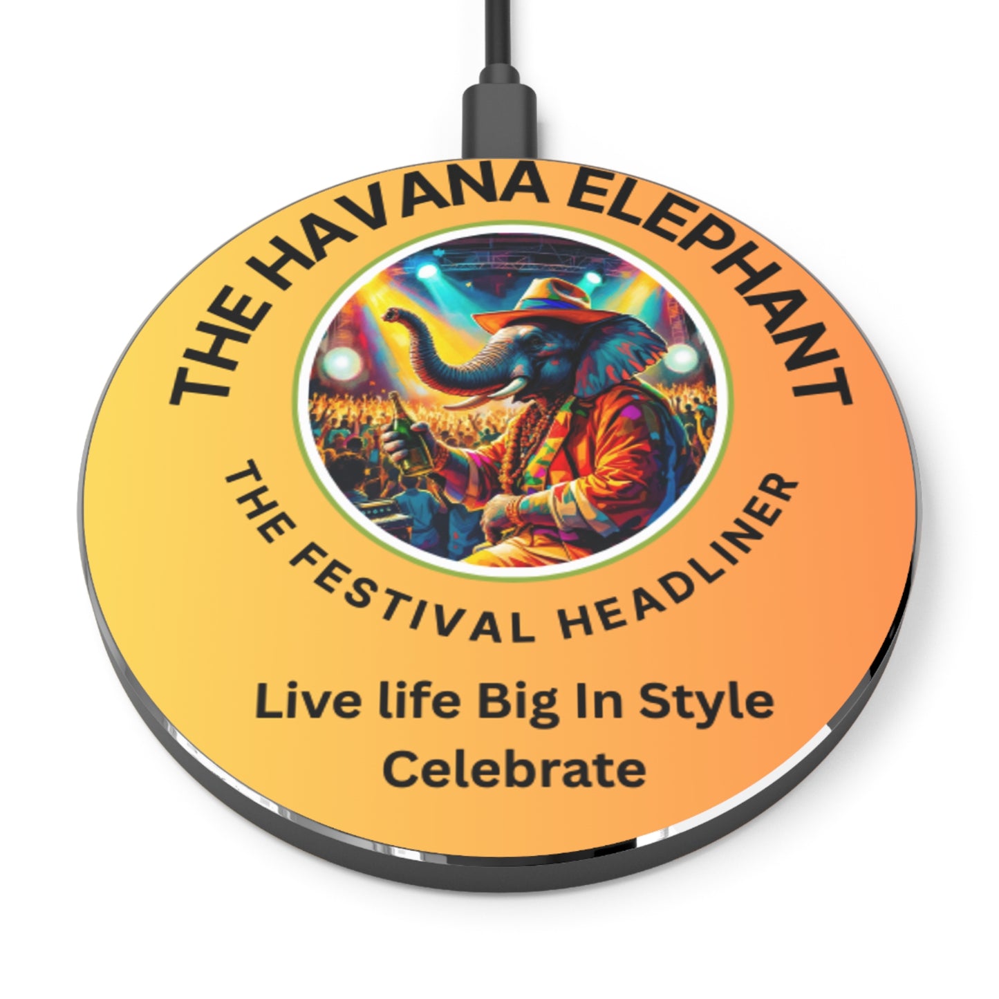 Wireless Charger - Elegant Havana Elephant  Fast Charging with Stylish Design