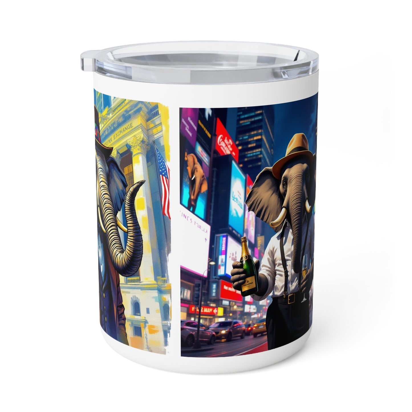 Insulated Coffee Mug, 10oz - Havana Elephant - The Wall Street Titan & The Manhattan Socialite