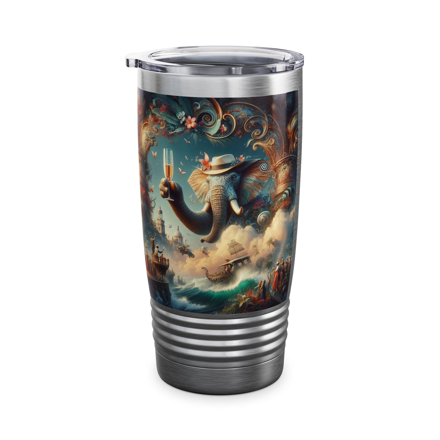 Ringneck Tumbler, 20oz  - Havana Elephant - The Pachyderm's Grand Voyage