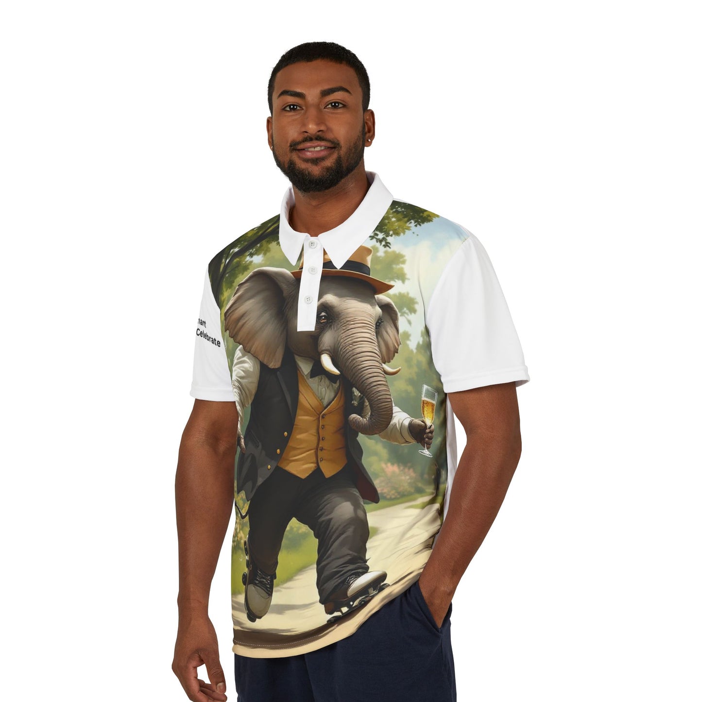 Stylish Elephant Print Unisex Polo Shirt - The Park Roller