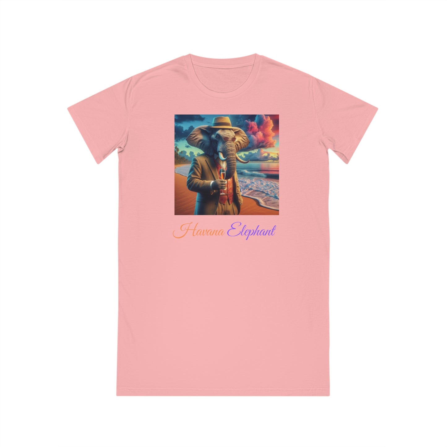 A Spinner T-Shirt Dress - Havana Elephant branded